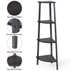 Costway 4-Tier Corner Shelf Metal Storage Rack Domestic Bookcase Display Stand Wood Grey 15 Costway 4-Tier Corner Shelf Metal Storage Rack Domestic Bookcase Display Stand Wood Grey -Costway GUEST e56ce4c3 91ee 4c26 b8ca 4183418f3986