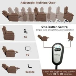 Costway Power Lift Recliner Chair Sofa For Elderly W/ Side Pocket & Remote Control GreyBrown -Costway GUEST e591cfe2 9443 4523 be28 1841c721e596