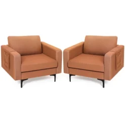 Costway Set Of 2 Fabric Accent Armchair Single Sofa W/ Side Storage Pocket -Costway GUEST e5b8502f e686 484c 82d9 183846e6eb98
