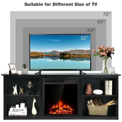 Costway 70'' 2-Tier TV Fireplace Stand W/22.5'' Electric Fireplace Up To 75'' 6 Costway 70'' 2-Tier TV Fireplace Stand W/22.5'' Electric Fireplace Up To 75'' - Image 6
