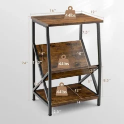 Costway 2PCS 3-Tier Industrial Side End Table With Storage Shelf Heavy Duty Accent Table -Costway GUEST e60f75f4 bc1f 4016 b83b b001aba4a2d7