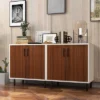 Costway Set Of 2 Sideboard Buffet Storage Cabinet Kitchen Cupboard With Adjustable Shelf