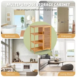 Costway Bathroom Cabinet Bamboo Storage Floor Cabinet W/ Single Door & 3 Open Shelves 17 Costway Bathroom Cabinet Bamboo Storage Floor Cabinet W/ Single Door & 3 Open Shelves -Costway GUEST e677841c 83f2 46dc 9799 018adb99e4a9