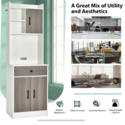 Costway 3-Door 71'' Kitchen Buffet Pantry Storage Cabinet W/Hutch Adjustable Shelf White -Costway GUEST e6841f6c f7b8 45ba a2c3 c7f59bcff981