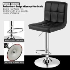 Costway Adjustable Armless Bar Stool Swivel Kitchen Counter Bar Chair PU Leather Black -Costway GUEST e6a1e868 8852 46d0 b86e 0bcdbda701e6