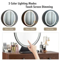 Costway Vanity Makeup Dressing Table W/ 3 Lighting Modes Mirror Touch Switch RusticCoffee -Costway GUEST e6e88a6e 690f 46f9 b6ae ec566b8c2fa8