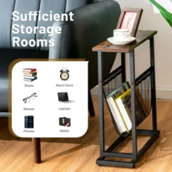 Costway 2PCS Industrial End Side Table Nightstand With Mesh Holder Rustic Brown 15 Costway 2PCS Industrial End Side Table Nightstand With Mesh Holder Rustic Brown -Costway GUEST e71adee3 d528 4bac 8aed 73d10acf6c4a