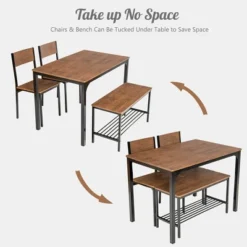 Costway 4pcs Dining Table Set Rustic Desk 2 Chairs & Bench W/ Storage Rack 16 Costway 4pcs Dining Table Set Rustic Desk 2 Chairs & Bench W/ Storage Rack -Costway GUEST e74c2bac c137 4793 9a8c 669cf5c9cf8d