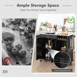 Costway Kitchen Island Cart Rolling Utility Trolley Stainless Steel Top Wine Rack -Costway GUEST e7540f71 fb01 4e6f b514 502626a1ca46