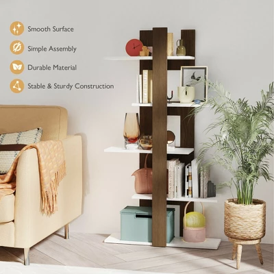 Costway 5-Tier Bookshelf Freestanding Storage Shelf Tree Bookshelf Room Divider 4 Costway 5-Tier Bookshelf Freestanding Storage Shelf Tree Bookshelf Room Divider - Image 4