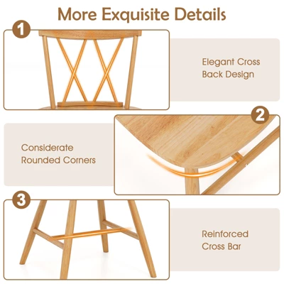 Costway Dining Chairs Set Of 2/4 Farmhouse Kitchen Chair With Rubber Wood Frame, 8 Costway Dining Chairs Set Of 2/4 Farmhouse Kitchen Chair With Rubber Wood Frame, - Image 8