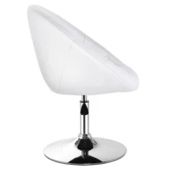 Costway 1PC Adjustable Round Swivel Tufted Back Accent Chair PU Leather White -Costway GUEST e85fcc8d b9bb 47d8 a8f1 634a6f717ece