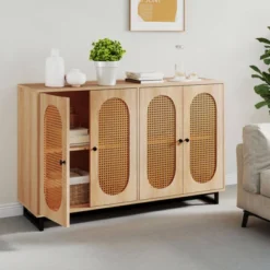 Costway 50" Buffet Cabinet With 4 Rattan Doors Adjustable Shelves Metal Legs Dining Room -Costway GUEST e8a8397f 438c 4e42 a430 55ebe1ffb86b