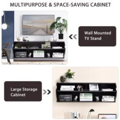 Costway 48.5'' Wall Mounted Audio/Video TV Stands Console Living Room Furniture W/Shelves -Costway GUEST e8b8ec79 2302 42b5 898e 34d1361b122f