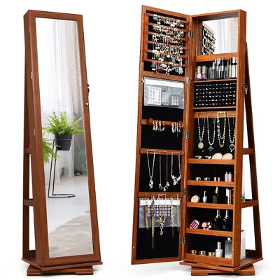 Costway 360degree Rotatable Jewelry Cabinet 2-in-1 Lockable Mirrored Organizer 10 Costway 360degree Rotatable Jewelry Cabinet 2-in-1 Lockable Mirrored Organizer - Image 10