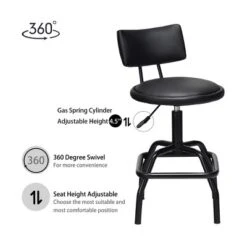 Costway Adjustable Swivel Bar Stool PU Leather Steel Frame Chair W/Backrest&Footrest Low Back 12 Costway Adjustable Swivel Bar Stool PU Leather Steel Frame Chair W/Backrest&Footrest Low Back -Costway GUEST e9288800 9d6c 47a1 9986 49874e4f2aba