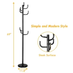 Costway Metal Coat Rack Hat Stand Tree Hanger Hall Umbrella Holder Hooks Black -Costway GUEST e986d7eb 6987 40f6 83c0 eb4780d75eaa