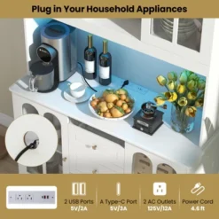 Costway 73” Kitchen Pantry Cabinet Kitchen Storage Hutch With LED Lights USB Ports Type-C Port AC Outlets Kitchen Utility Cabinet With 3 Drawers -Costway GUEST e9bdaffa 5dde 42b2 8ad1 e2fa76b9d4bb