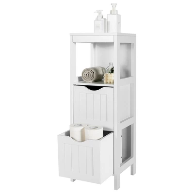 Costway Bathroom Floor Cabinet Freestanding Side Storage Organizer W/2 Removable Drawers 9 Costway Bathroom Floor Cabinet Freestanding Side Storage Organizer W/2 Removable Drawers - Image 9