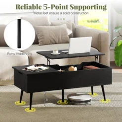 Costway Lift Top Coffee Table W/ Storage Multi-Functional Home Center Accent Table For Living Room Black -Costway GUEST ea1a0af3 f021 4ad1 81f7 ea7d129c6f57