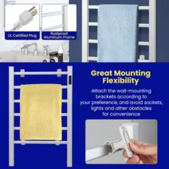 Costway Freestanding Wall Mounted Towel Warmer 6-Bar Aluminum Heated Towel Rack W/ Timer -Costway GUEST ea92c9e4 cb3e 431b b00c db537822280c