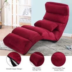 Costway Folding Lazy Sofa Chair Stylish Sofa Couch Bed Lounge Chair W/Pillow Burgundy 12 Costway Folding Lazy Sofa Chair Stylish Sofa Couch Bed Lounge Chair W/Pillow Burgundy -Costway GUEST eadf1a3d 918c 4c42 a83e 2ce85dc741d3