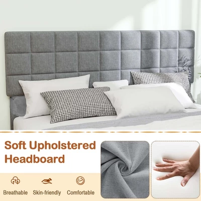 Costway Full/Queen/King Size Bed Frame Modern Linen Fabric Upholstered Platform Bed With Headboard 5 Costway Full/Queen/King Size Bed Frame Modern Linen Fabric Upholstered Platform Bed With Headboard - Image 5