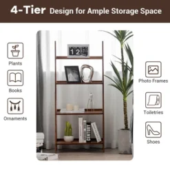 Costway 4 Tiers Bamboo Ladder Shelf Bookcase Storage Organizer Plant Flower Stand 17 Costway 4 Tiers Bamboo Ladder Shelf Bookcase Storage Organizer Plant Flower Stand -Costway GUEST eb1fad25 317f 4977 8e84 0c12ee2f3d17