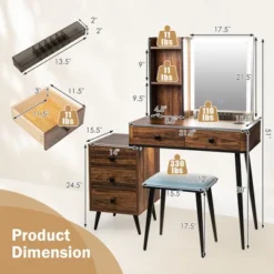 Costway Vanity Set With Dimmable Lighted Mirror 3 Lighting Modes -Costway GUEST eb4315d8 2292 46ad 9767 f39a0296a39c