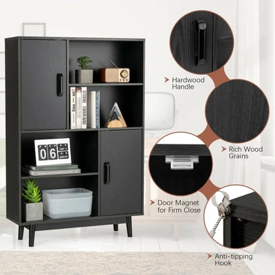 Costway Sideboard Storage Cabinet Bookshelf Cupboard W/Door Shelf Black / White / Espresso 6 Costway Sideboard Storage Cabinet Bookshelf Cupboard W/Door Shelf Black / White / Espresso - Image 6