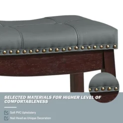 Costway Set Of 2 Nailhead Saddle Bar Stools 29'' Pub Chairs With Rubber Wood Legs Brown/White 16 Costway Set Of 2 Nailhead Saddle Bar Stools 29'' Pub Chairs With Rubber Wood Legs Brown/White -Costway GUEST ec1360fe c566 4abd 8e49 2ec38fecc7cf