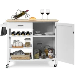 Costway 4-Tier Wood Kitchen Island Trolley Cart Storage Cabinet W/ Wine Rack White 16 Costway 4-Tier Wood Kitchen Island Trolley Cart Storage Cabinet W/ Wine Rack White -Costway GUEST ec8d9465 34ae 4d53 8dc0 dcc779ab612b