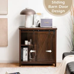 Costway Kitchen Buffet Storage Cabinet Cupboard Freestanding Sideboard Sliding Barn Door -Costway GUEST ec9b2ec8 3aff 48c5 bb58 fc54601d8bc9