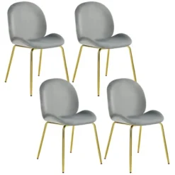 Costway 4PCS Velvet Dining Chair Accent Leisure Chair Armless Side Chair -Costway GUEST ecf83802 5f53 42e8 8e5c c078527c5558