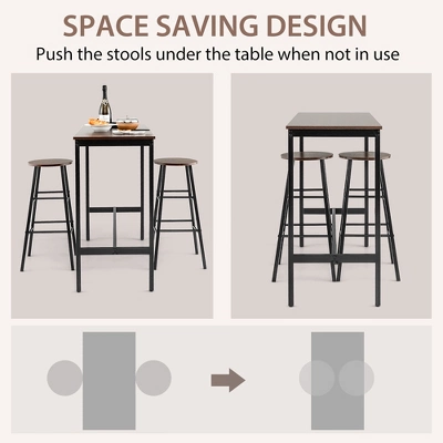 Costway 3 Piece Bar Table Set Pub Table And 2 Stools Counter Kitchen Dining Set 5 Costway 3 Piece Bar Table Set Pub Table And 2 Stools Counter Kitchen Dining Set - Image 5