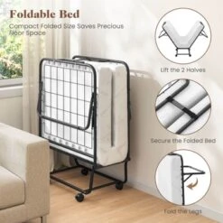 Costway Folding Bed With Mattress 74" X 31" Cot Size Rolling Guest Bed Space Saving -Costway GUEST ed4efec2 bd6a 45b3 a3d2 2000c63edd8d