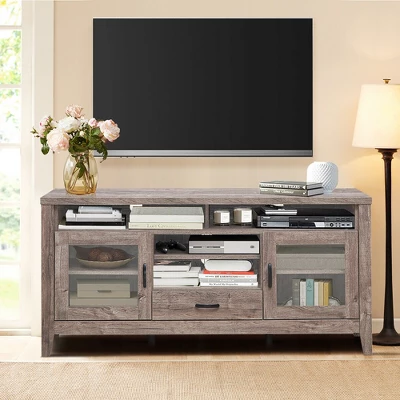 Costway TV Stand Tall Entertainment Center Hold Up To 65'' TV W/ Glass Storage & Drawer 4 Costway TV Stand Tall Entertainment Center Hold Up To 65'' TV W/ Glass Storage & Drawer - Image 4
