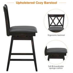 Costway Set Of 2/4 Barstools Swivel Counter Height Chairs W/Rubber Wood Legs Black/White -Costway GUEST ed574b6d d5df 480f 8f42 a2f7b42e0d8f