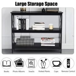 Costway 3-Tier Console Table X-Design Bookshelf Sofa Side Accent Table W/Shelf EspressoBlack 17 Costway 3-Tier Console Table X-Design Bookshelf Sofa Side Accent Table W/Shelf EspressoBlack -Costway GUEST ede13300 72fb 4c26 a1af 0a65594a3538