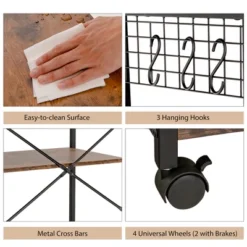 Costway 4-Tier Rolling Bakers Rack Industrial Utility Microwave Oven Stand Cart W/ Hooks -Costway GUEST ee079c53 d550 49b6 a2fb 106bd18e990b