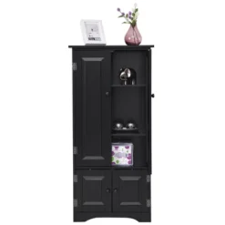 Costway Accent Storage Cabinet Adjustable Shelves Antique 2 Door Floor Cabinet Black -Costway GUEST ee65e70b d9ee 44e2 96ec 1a92d0c4a2dd
