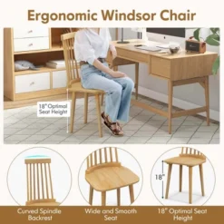 Costway Windsor Dining Chairs Set Of 2/4 Dining Chairs With High Spindle Back Natural -Costway GUEST ee6c7e32 73fb 46cc b9da e4331bda0a3d