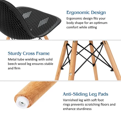 Costway 2PCS Modern DSW Dining Chair Office Home W/ Mesh Design Wooden Legs 9 Costway 2PCS Modern DSW Dining Chair Office Home W/ Mesh Design Wooden Legs - Image 9