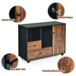 Costway Lateral Mobile Filing Cabinet Large Printer Stand W/2 Drawers Open Shelves Black -Costway GUEST eec6e6ab d06b 4893 91de 43007ea69ca6