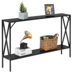 Costway Console Table 2 Tier Sofa Side Accent Table W/ Shelf Entryway Hallway Brown -Costway GUEST eed48f46 fd38 4880 b1b0 d1d0b1d1a163