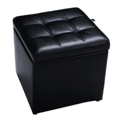 Costway 16''Cube Ottoman Pouffe Storage Box Lounge Seat Footstools With Hinge Top Black 15 Costway 16''Cube Ottoman Pouffe Storage Box Lounge Seat Footstools With Hinge Top Black -Costway GUEST eedb3b4d 1fec 4459 9c9d b8cd166f6c65