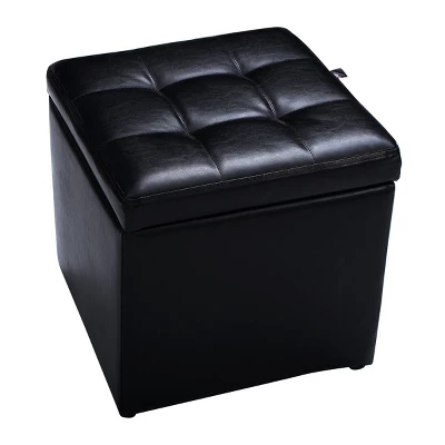 Costway 16''Cube Ottoman Pouffe Storage Box Lounge Seat Footstools With Hinge Top Black 7 Costway 16''Cube Ottoman Pouffe Storage Box Lounge Seat Footstools With Hinge Top Black - Image 7