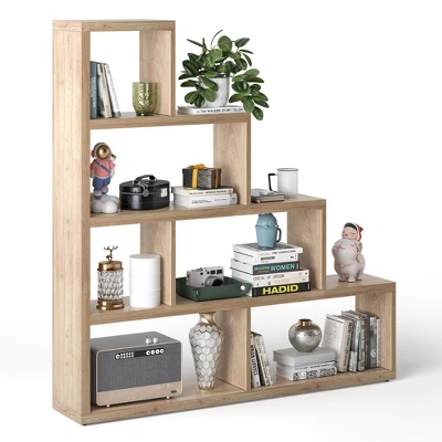 Costway 6 Cubes Ladder Shelf Freestanding Corner Bookshelf Storage Bookcase Display Rack 10 Costway 6 Cubes Ladder Shelf Freestanding Corner Bookshelf Storage Bookcase Display Rack - Image 10