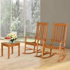 Costway 3 PCS Eucalyptus Rocking Chair Set W/ Coffee Table 2 Wood Conversation Chairs 10 Costway 3 PCS Eucalyptus Rocking Chair Set W/ Coffee Table 2 Wood Conversation Chairs -Costway GUEST ef18a08a 4ecd 4749 974a 29f2bcab75bb