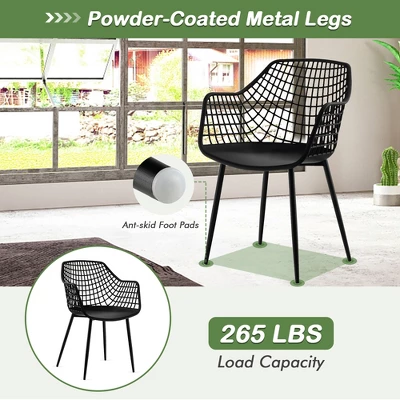 Costway Modern Dining Chair Set Of 4 Plastic Shell Hollow WithMetal Legs For Living Room 5 Costway Modern Dining Chair Set Of 4 Plastic Shell Hollow WithMetal Legs For Living Room - Image 5